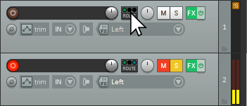 Reaper track setup showing Route button